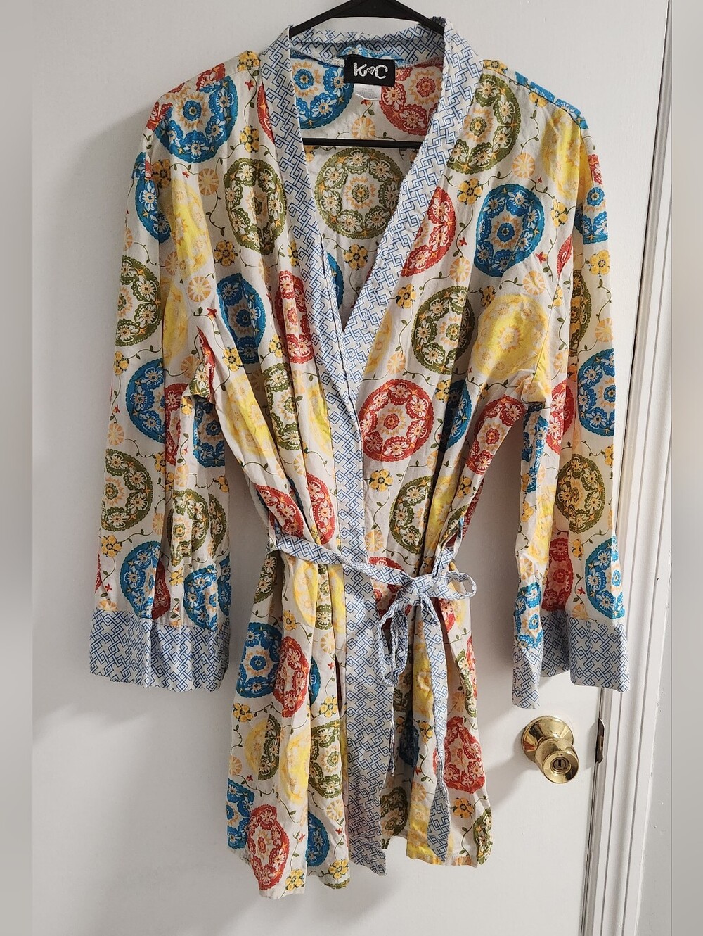 K & C Floral Medallion Cotton Robe - Multicolor, One Size
